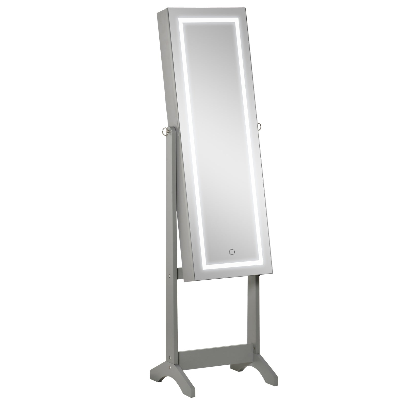 Mirrored Jewellery Cabinet W/ Led Lockable Jewellery Armoire | One Size | Gray