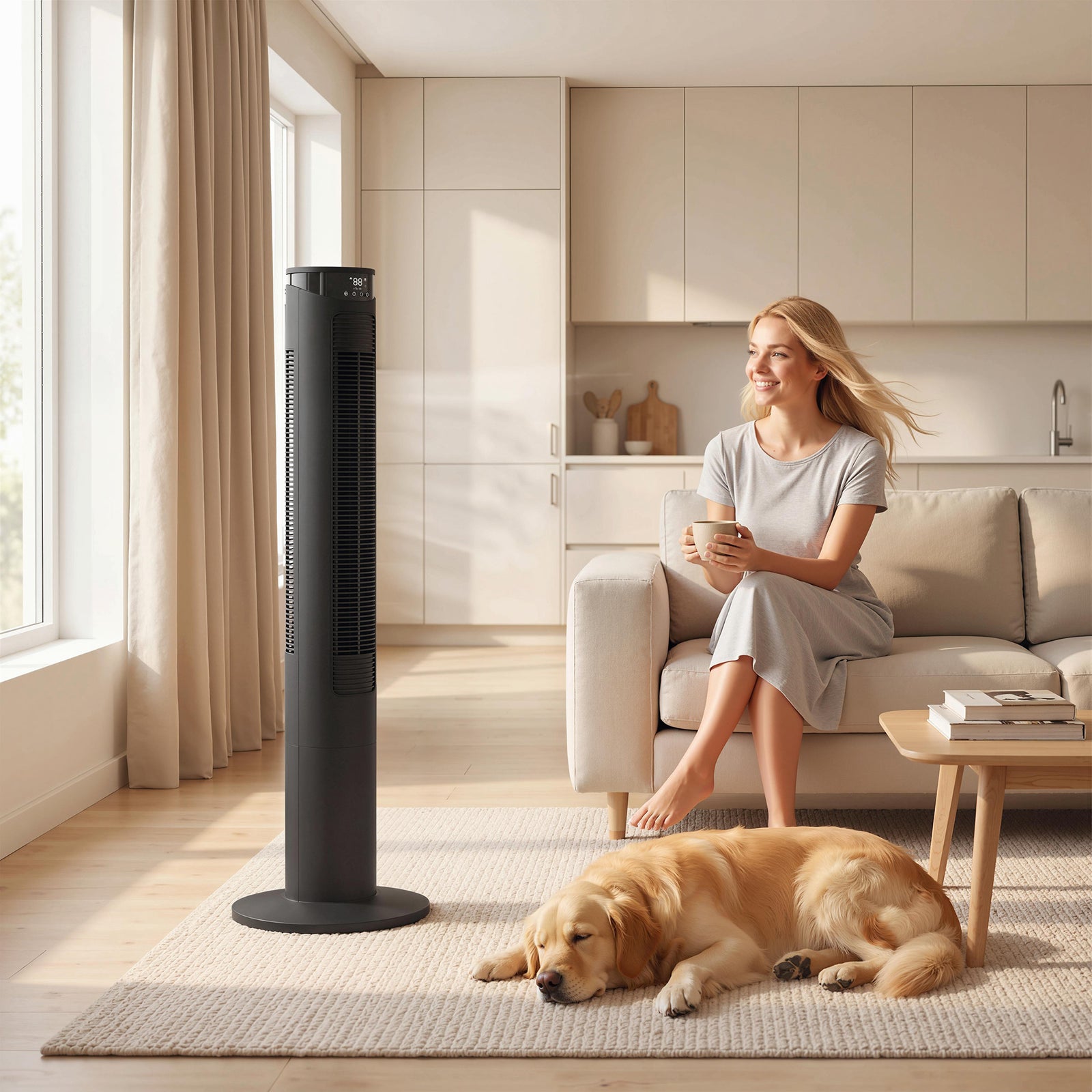 Tower Fan With Wifi Control 116 Cm | Black