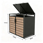 Outdoor Metal Bin Storage Double Wheelie Bin Storage Shed - Wood Slat Doors