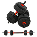 Adjustable 2 In 1 Barbell Dumbbells Set | 25kg | Black