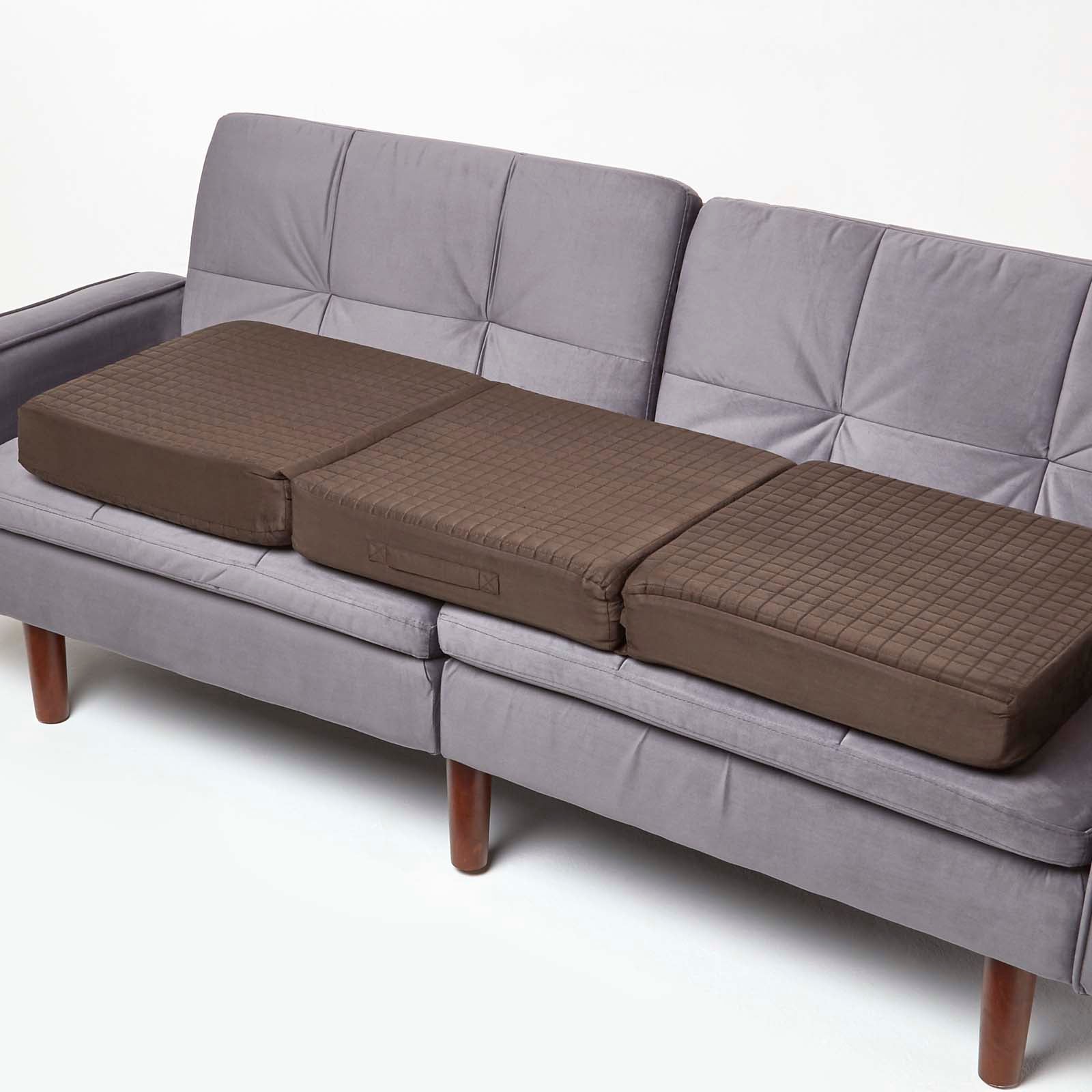 Faux Suede Orthopaedic Foam 3 Seater Booster Cushion | 50cm x 150cm | Chocolate