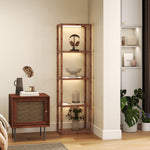 Led Floor Lamp With Glass Shelves, Dimmable Room Lamp | Brown