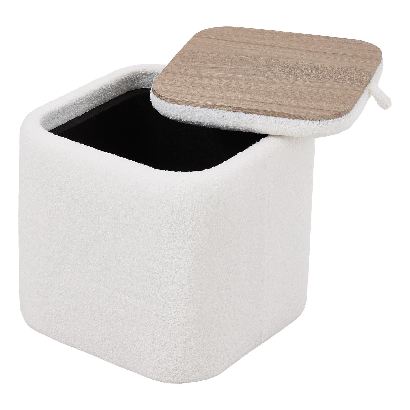 Modern Cube Storage Footstool Ottoman With Reversible Lid | White