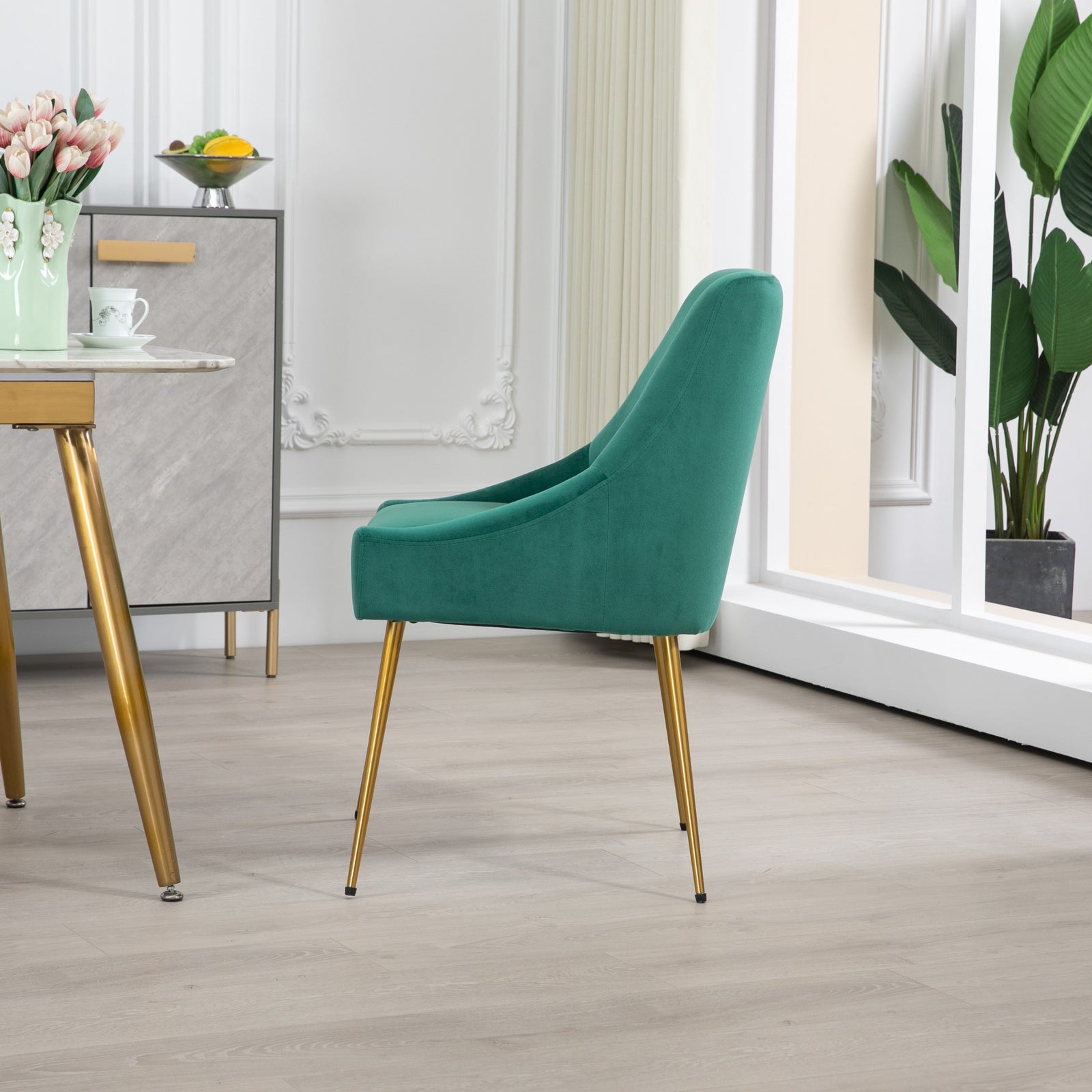 Set Of 2 Lograto Velvet Dining Chairs | Green