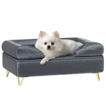 Dog Sofa Pet Couch W/ Removable Backrest Cushion Washable Cover | Gray