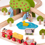 Bigjigs Toys Wooden Farm Train Set - 44 Pieces