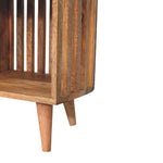 Solid Wood Slatted Oak-ish Bench With 3 Slots
