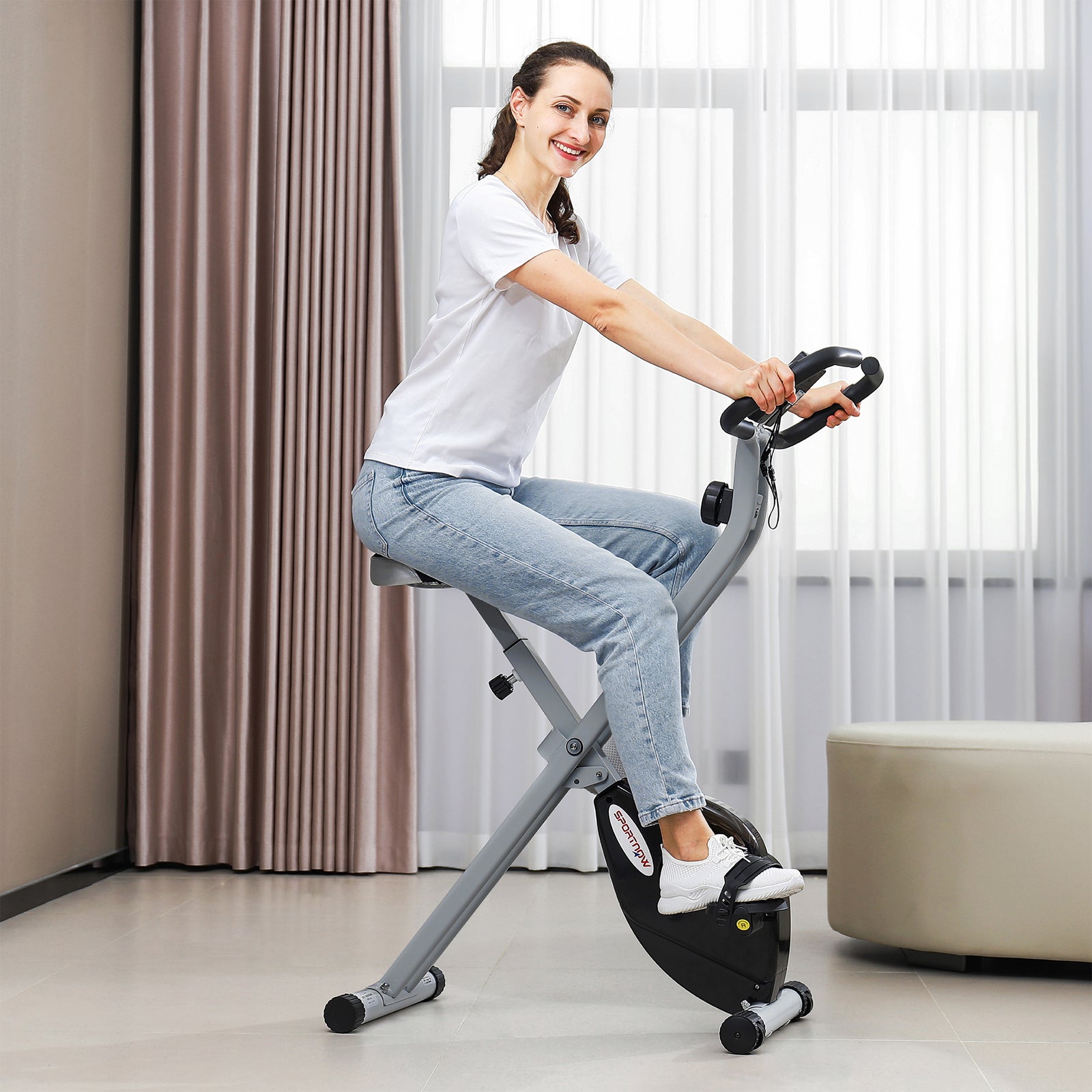 Folding Exercise Bike With 8-level Magnetic Resistance | Gray