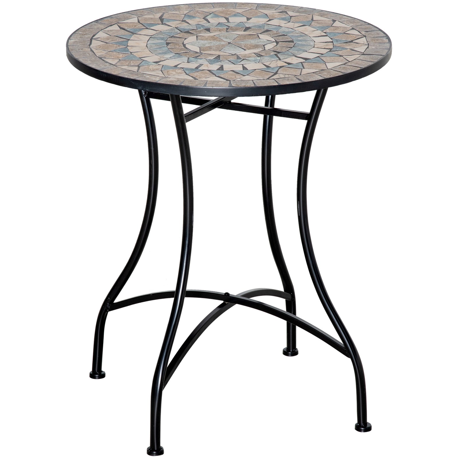 60cm Mosaic Round Bistro Table Outdoor Garden Side Table | Green