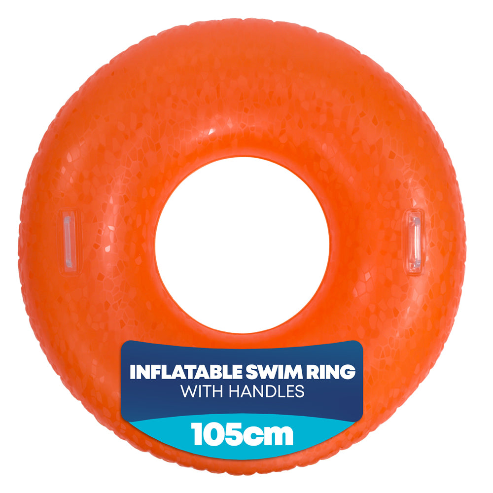 Diamond Print Inflatable Pool Float Ring | Orange