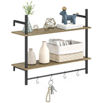 Wall Shelf Unit With 4 Hooks For Living Room, Entryway | One Size