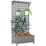 Wood Planter With Trellis For Climbing Plants Planter Box | Dark Grey