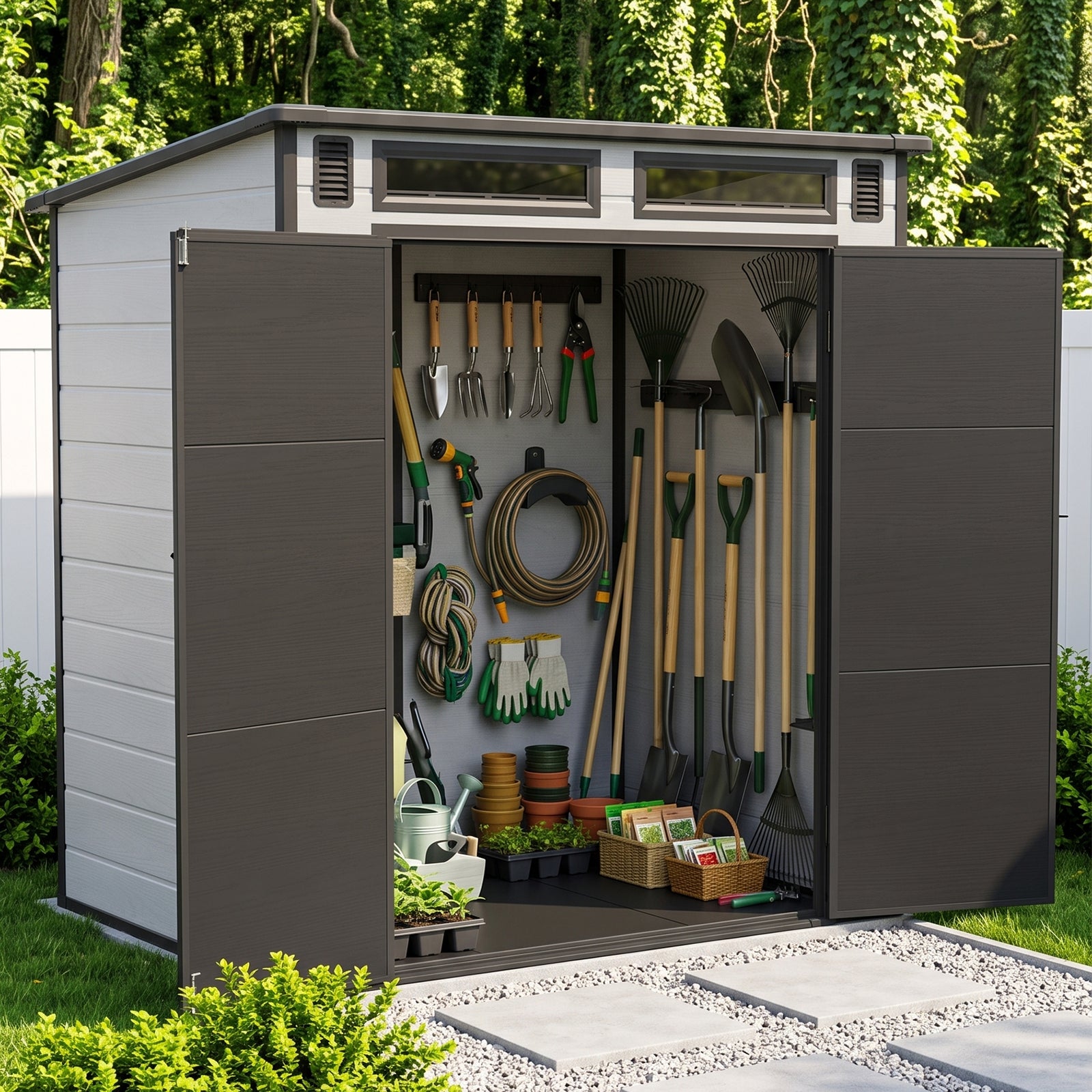 6 X 4ft Outdoor Garden Pent Roof Tool Storage Shed | Dark Grey
