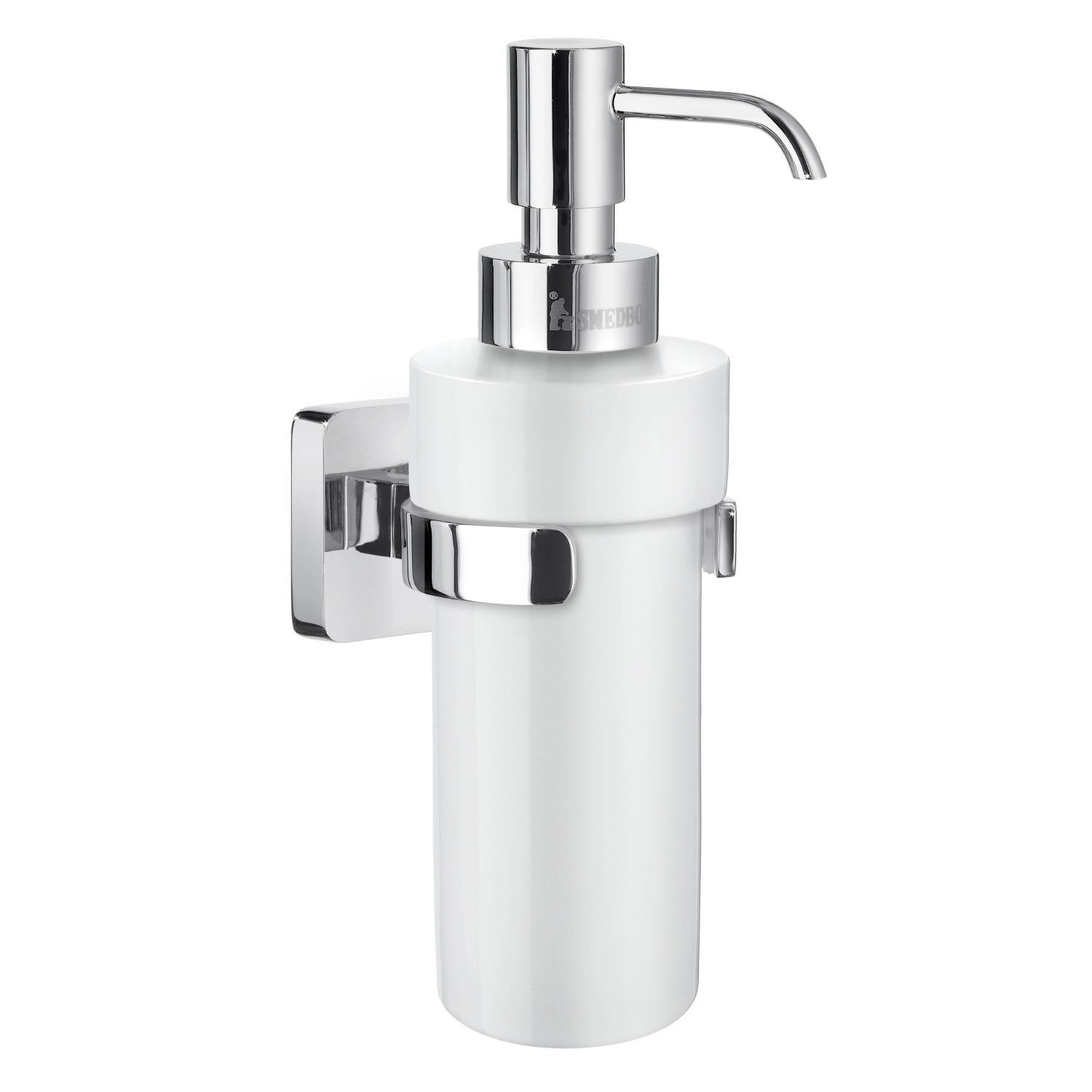 Porcelain 200ml Soap Dispenser /w Polished Chrome Wall Mount | Polished Chrome