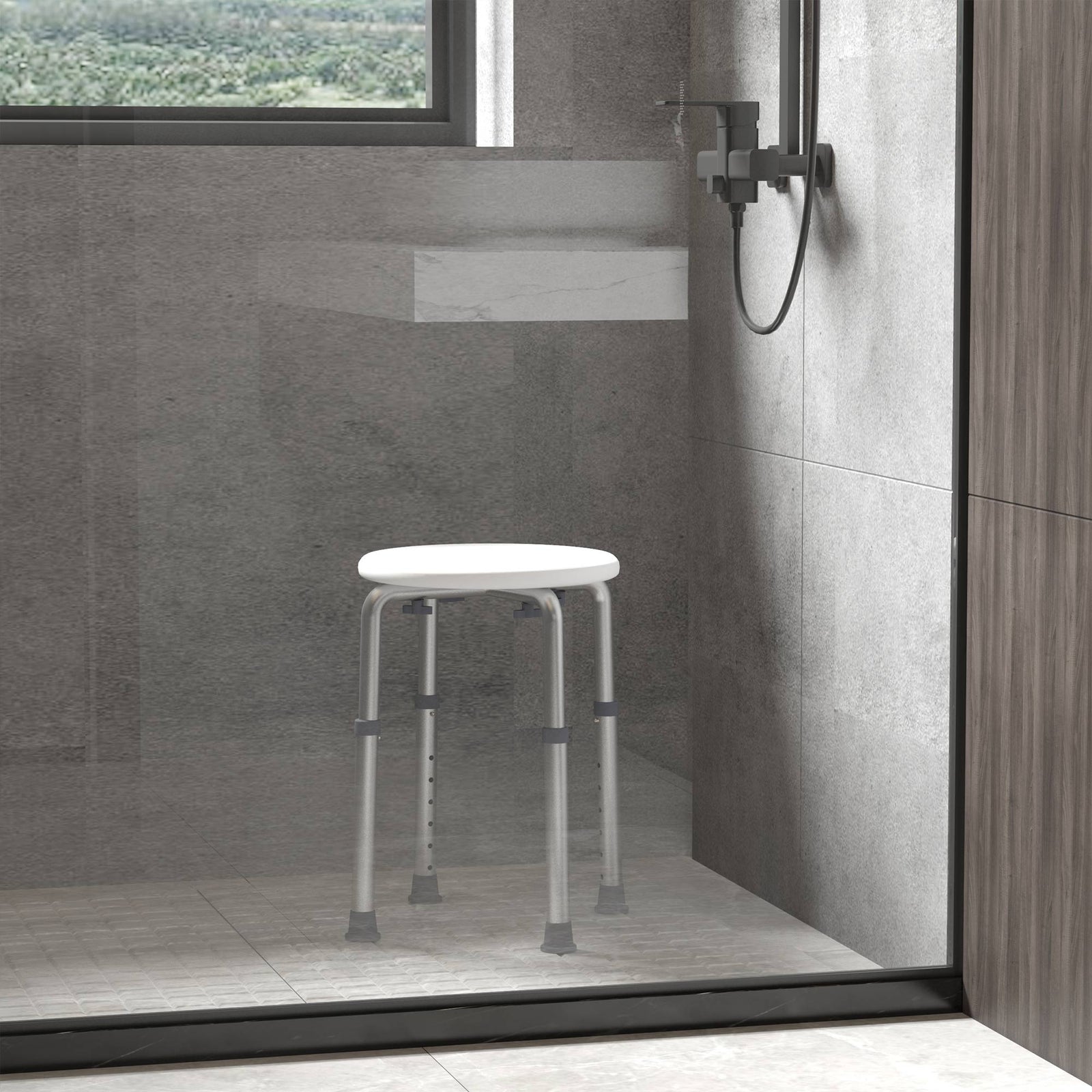 Bath Chair Height Adjustable Shower Seat For Elderly | One Size | White