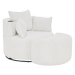 360° Swivel Sofa And Footstool With Cup Holder And Pillows