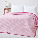 Cotton Quilted Reversible Bedspread | 150cm x 200cm | Cerise pink