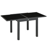 Extendable Garden Dining Table With Tempered Glass Top