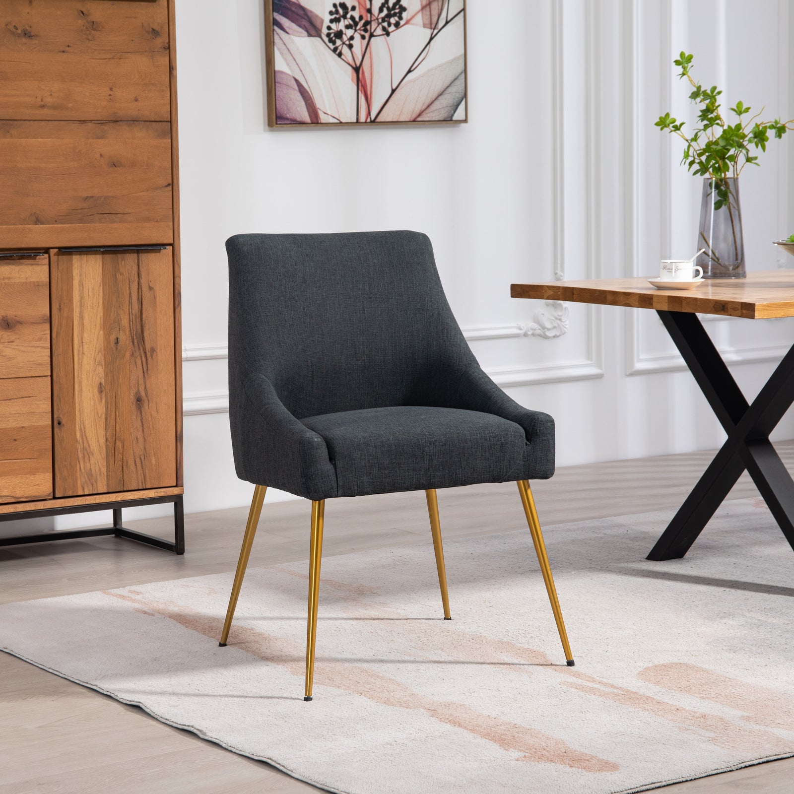 Set Of 2 Lograto Fabric Dining Chairs | Black