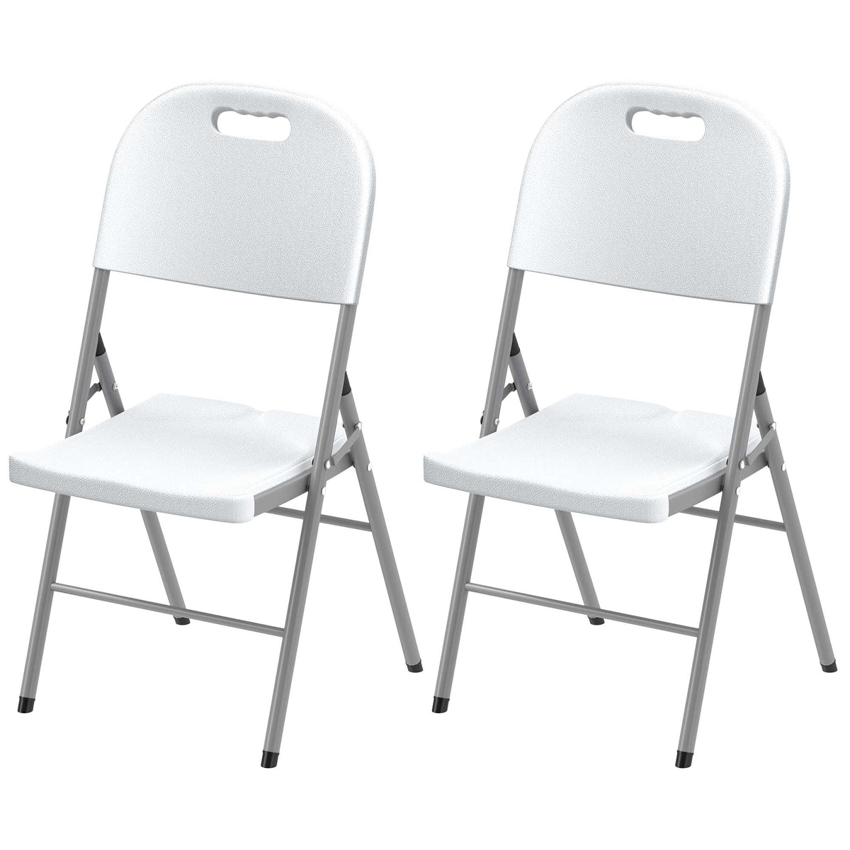 Folding Chair With Steel Frame, Garden Chair Set | Set of 2 | White