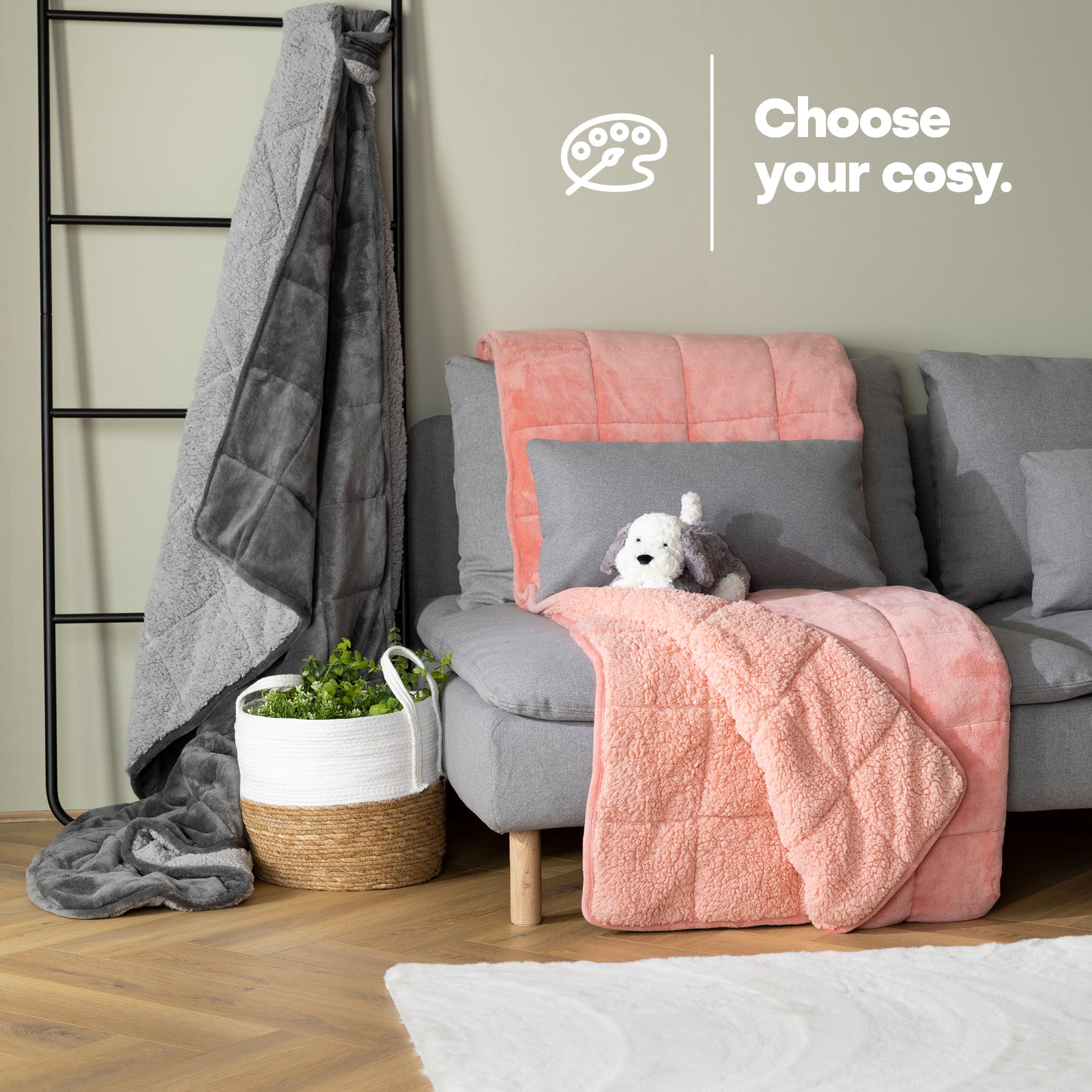 Weighted Super soft Sherpa fleece lining Blanket - Pink | Double | Pink