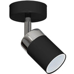 Joker Hand Made Ceiling Lamp In Matt Black With Striking Chrome Detail Featuring Minmalistic Slender Cylinder Shades