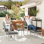5-pieces Rattan Patio Set With Acacia Wood Top Table