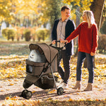 Pet Stroller Pushchair Carrier For Cat Puppy With 3 Wheels | Brown