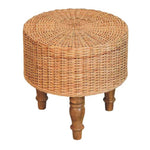 Solid Wood Regency Round Woven Stool, Light Brown