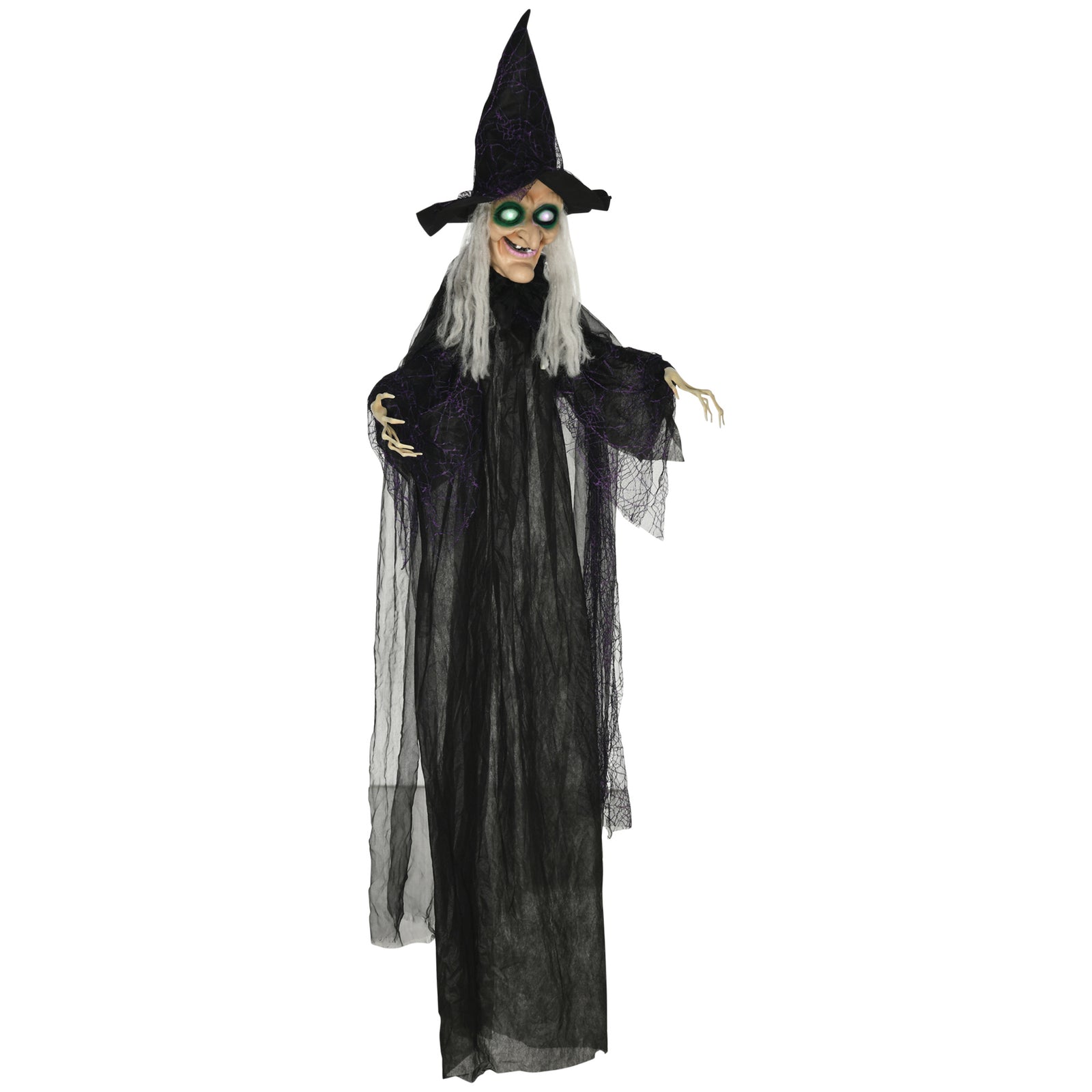Standing Witch Prop Life Size With Light Up Eyes, Talking Sound