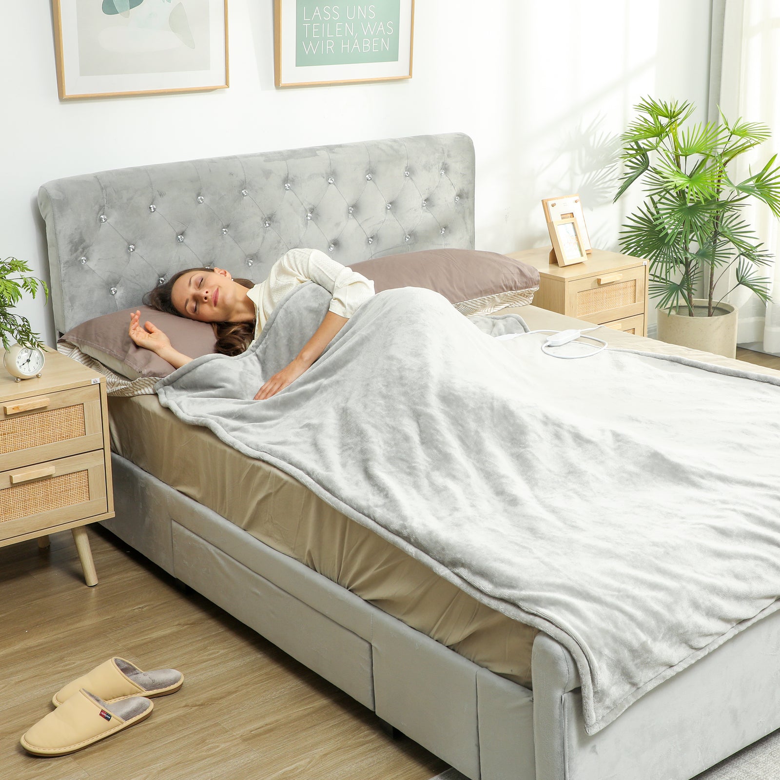 Heated Throw Blanket With 10 Heat Levels And 10h Timer, Grey