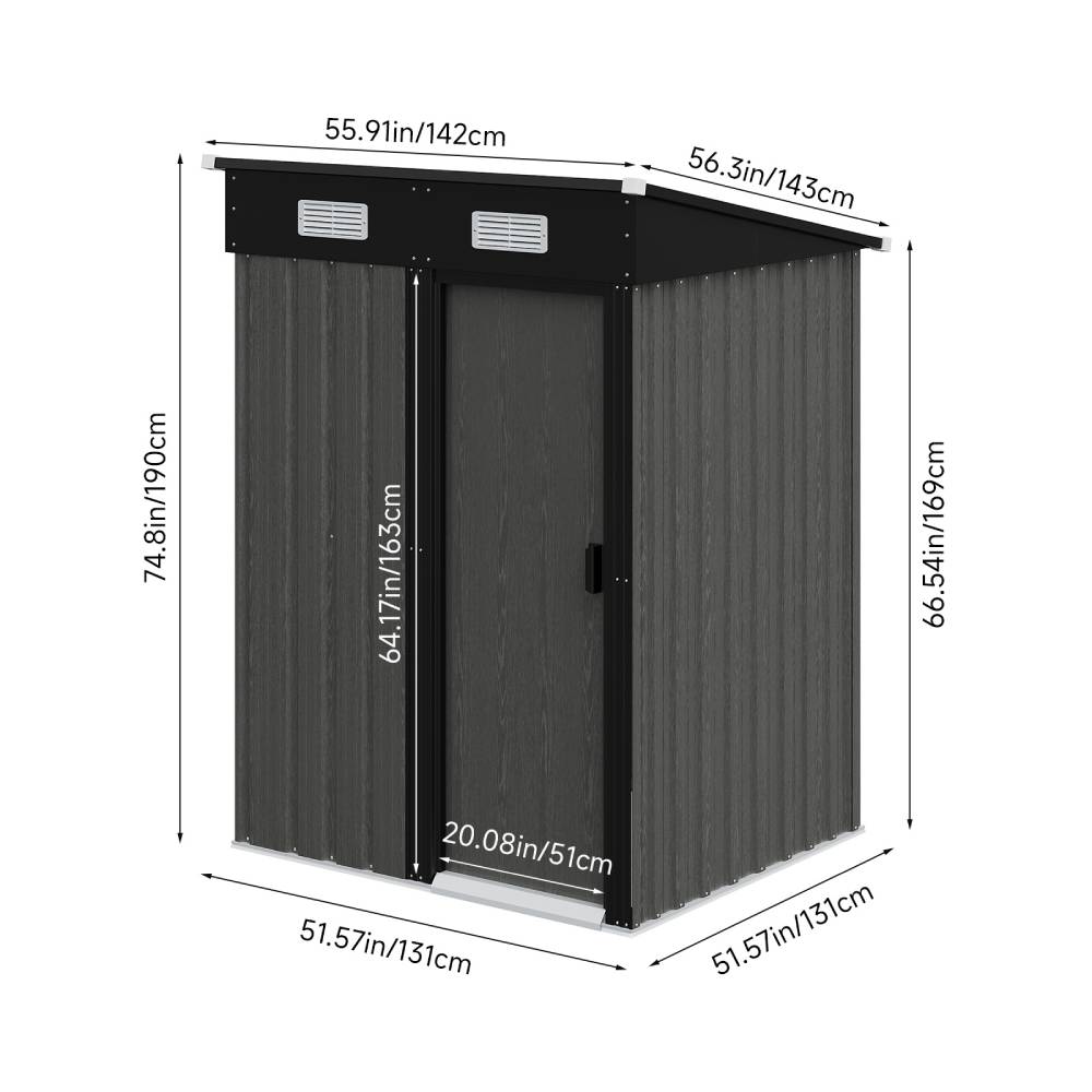 4.66 Ft X 4.69 Ft Outdoor Metal Garden Storage Shed