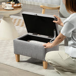Linen Storage Ottoman Storage Box With Rubberwood Legs | Light Grey