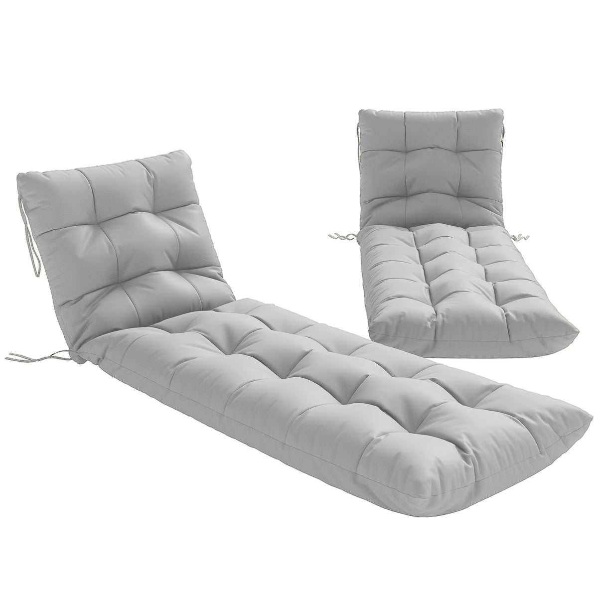Outsunny Sun Lounger Cushions Only, Sunbed Replacement Pads With 4 Ties
