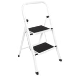 2 Step Ladder, Heavy-duty Steel Folding Home Diy Step Stool With Wide Non-slip Steps & Anti Slip Feet 150kg Capacity | 2 Step | White