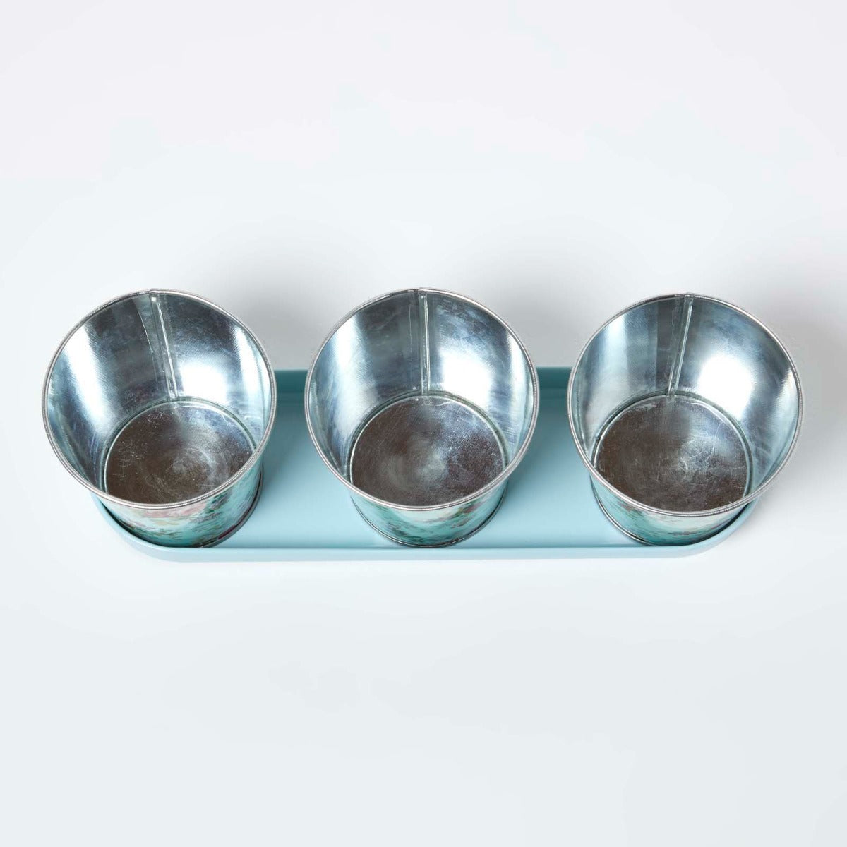 HOMESCAPES Set Of 3 Herb Pots With Tray, Rose Print