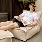 Dolce Indoor Outdoor Bean Bag Lounger And Footstool Beige Patio Chairs