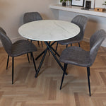 Seattle Dining Table With 4 Jaydn Leather Chairs | Grey