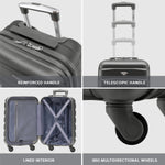 Set Of 3 Hard Shell Suitcase Cabin & Check In Cases With Tsa Lock - Overhead Cabin With Medium & Large Check-in Bag | Set of 3 | Charcoal