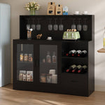 Sideboard Bar Cabinet With Built-in Power Outlet And Led Light Strips