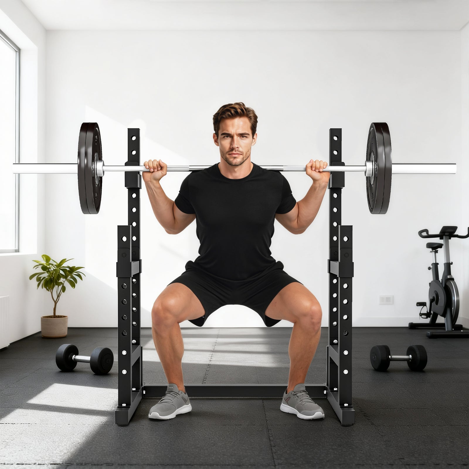 SPORTNOW Adjustable Squat Rack, Barbell Rack Stand, Max Load 300kg
