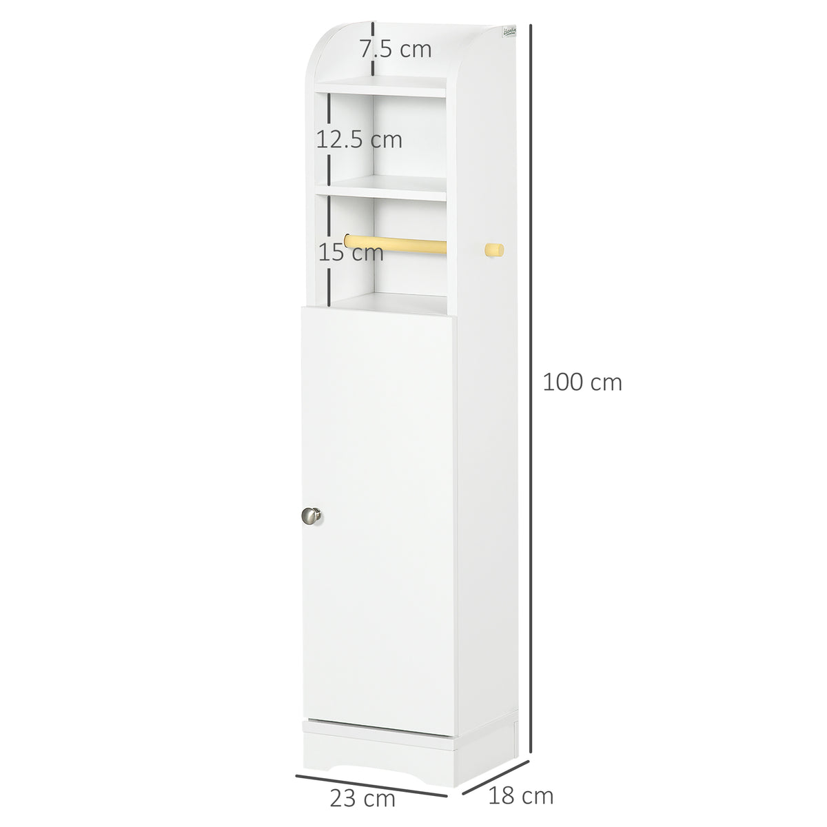 kleankin Freestanding Bathroom Storage Unit With Adjustable Shelf, White