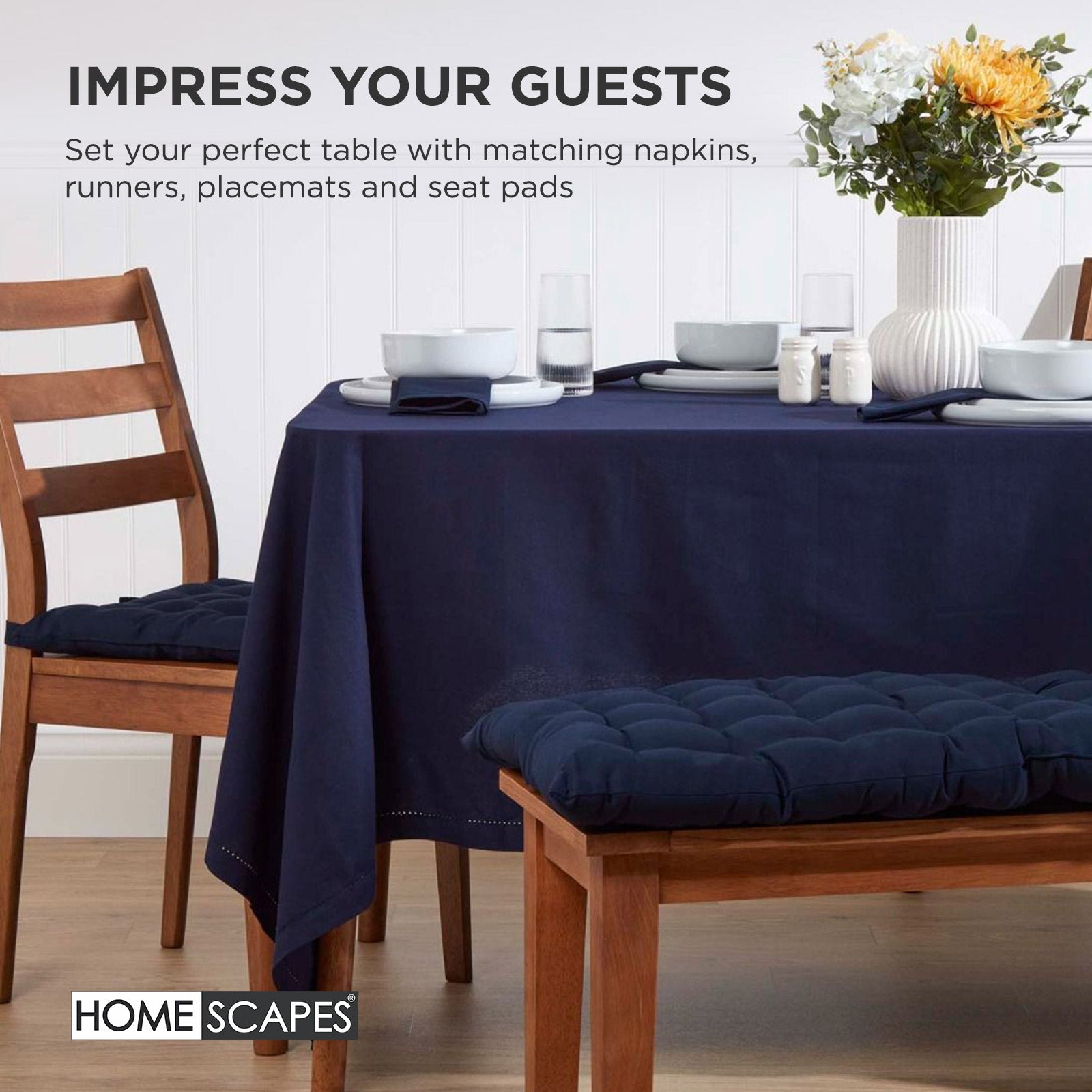 Outdoor Bench Cushion For 2 & 3 Seater Garden Seat Pad For Furniture, Kitchen, Dining & Indoor Use | 3 | Navy Blue