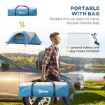 3000mm Waterproof Camping Tent W/ Porch Sewn In Groundsheet | Blue