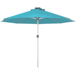 Garden Parasol W/ Usb & Solar Led Lights, Crank Handle | Blue