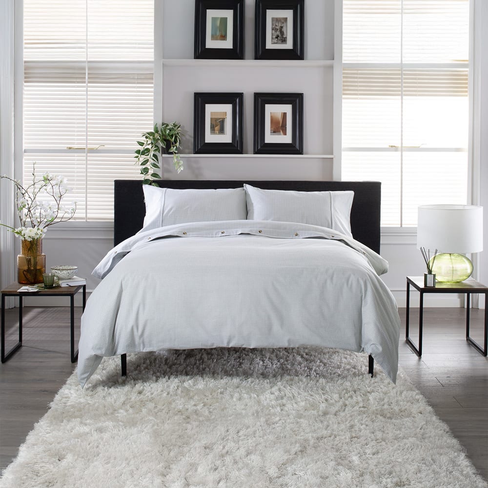 Gingham Cotton Duvet Cover Set – Soft, Breathable Fabric With Double-piped Edging | Single | Green