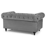 Chesterfield Scroll Arm Velvet Sofa 2 Seater | Grey
