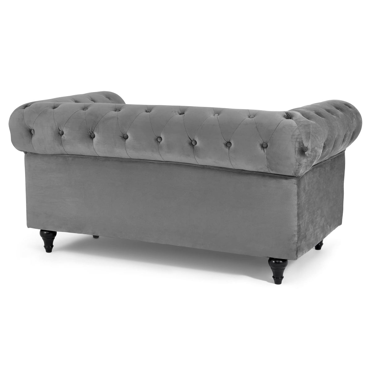 Chesterfield Scroll Arm Velvet Sofa 2 Seater | Grey