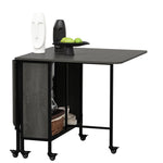 Mobile Drop Leaf Dining Table On Wheels With Storage Shelf