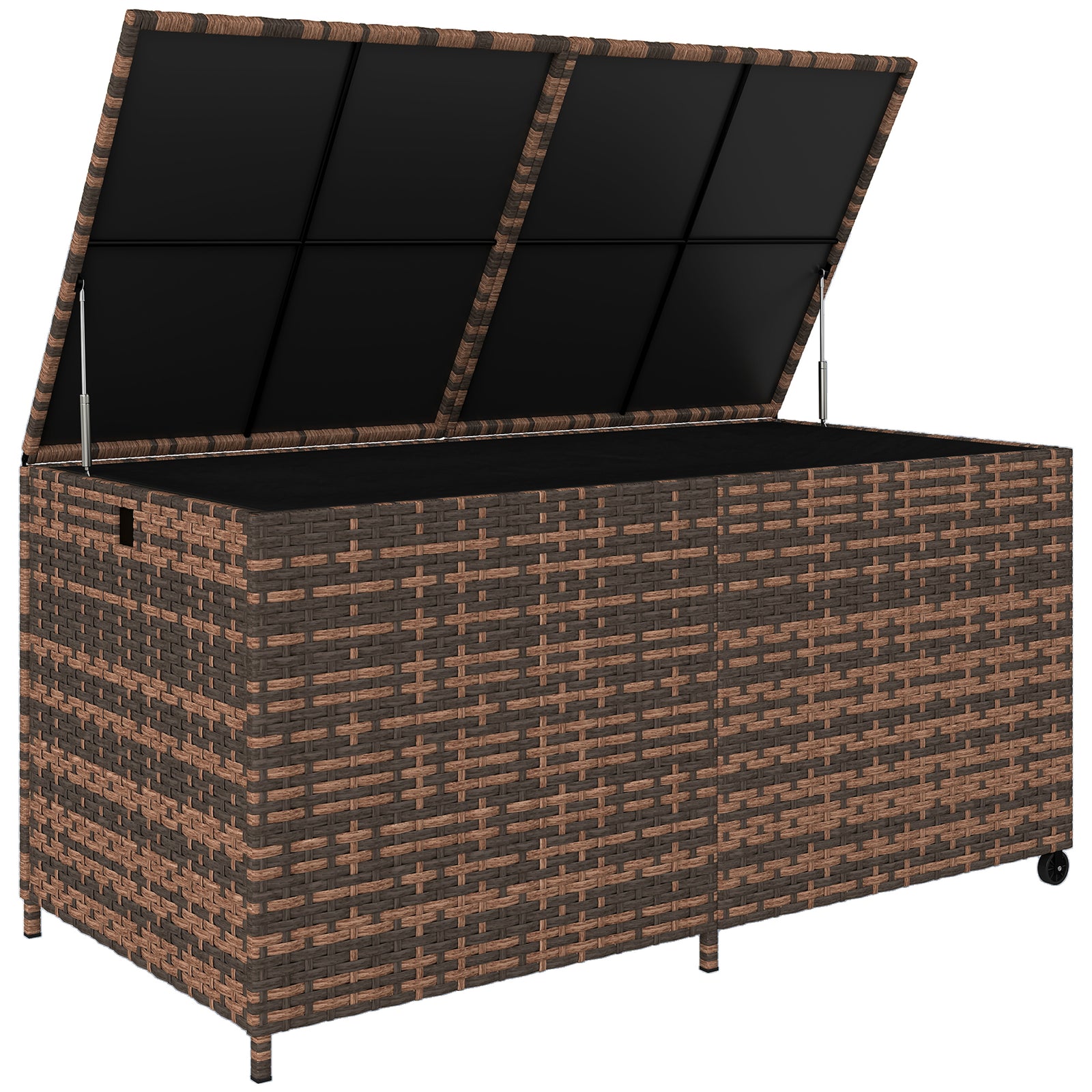 650l Garden Storage Box With Wheels, Waterproof Liner | Brown